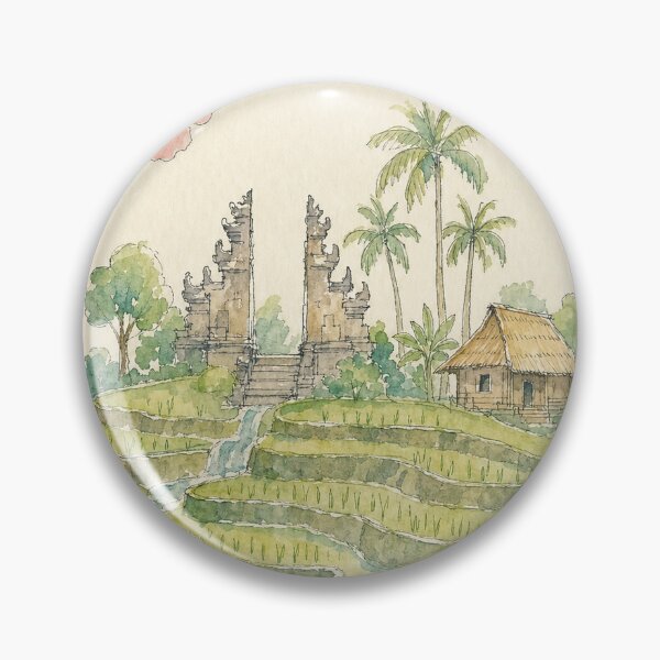 Item preview, Hand Painted Ubud Indonesia - Ink and Watercolor Sketch designed and sold by VisualArtsOasis.