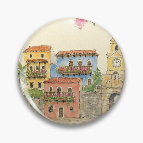 Item preview, Cartagena Watercolor Sketch - Hand Drawn Colombia Travel Art designed and sold by VisualArtsOasis.