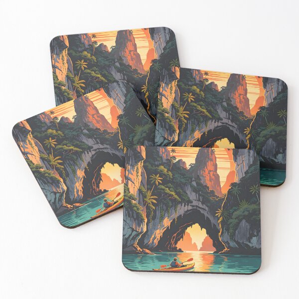 Item preview, Koh Panak Sea Cave Thailand Kayak Adventures – Retro Sunset Series designed and sold by Spirit of Siam.
