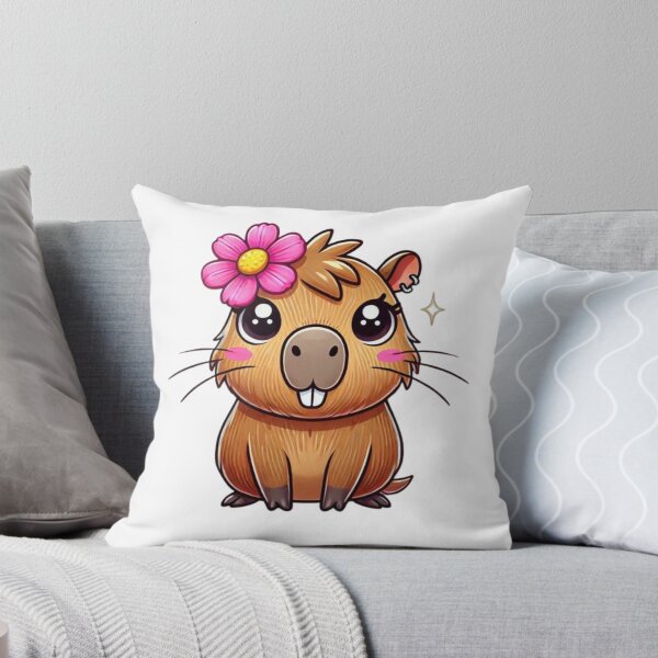 Item preview, Cute Flower Capybara Sticker – Kawaii Capybara with Pink Flower | Adorable Animal Vinyl Sticker designed and sold by  PixelPop Studio.