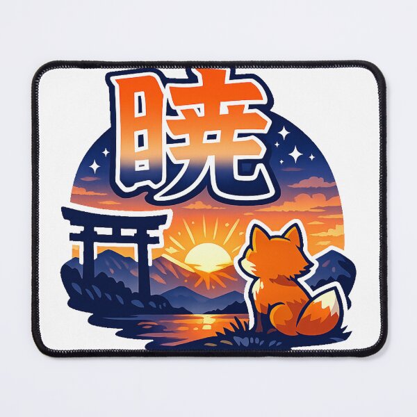 Item preview, Akatsuki Fox at Dawn Sticker – Japanese Kanji 暁, Sunrise Fox, Torii Gate, Kawaii Japan Aesthetic Vector Art designed and sold by kawaii animal store (in Japan).