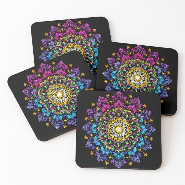 Item preview, Neon Kaleidoscope Mandala – Vibrant Rainbow Sacred Geometry Flower Art designed and sold by DreamyWallVibes.