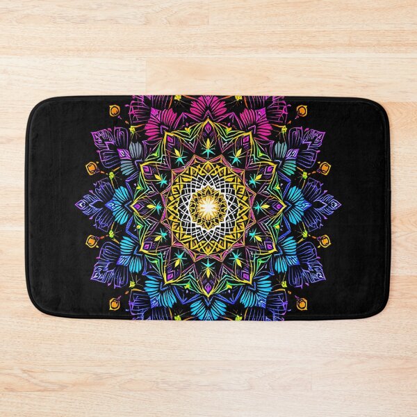 Artikelvorschau, Neon-Kaleidoskop-Mandala – Leuchtende Regenbogen-Blumenkunst der heiligen Geometrie entworfen und verkauft von DreamyWallVibes.