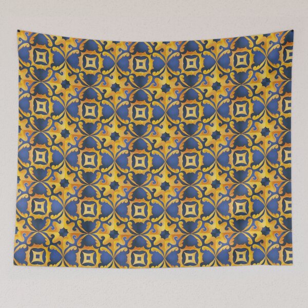 Item preview, Blue Golden Tile designed and sold by elenabdesigns.