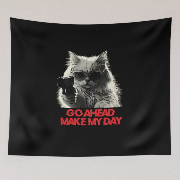 Item preview, Go Ahead Make My Day Cool Cat Gun Sunglasses Edgy Streetwear designed and sold by dobfstore.