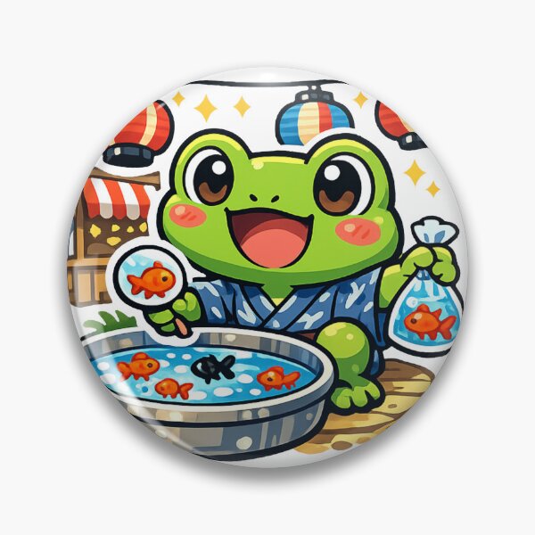 Item preview, Kawaii Frog Goldfish Scooping Sticker – Japanese Summer Festival Matsuri Anime Vector designed and sold by kawaii animal store (in Japan).