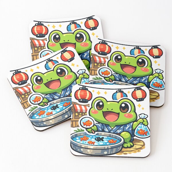 Item preview, Kawaii Frog Goldfish Scooping Sticker – Japanese Summer Festival Matsuri Anime Vector designed and sold by kawaii animal store (in Japan).