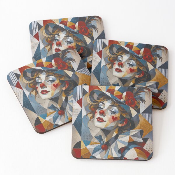Item preview, Cubist Clown painting. designed and sold by GalleryKauffeld.