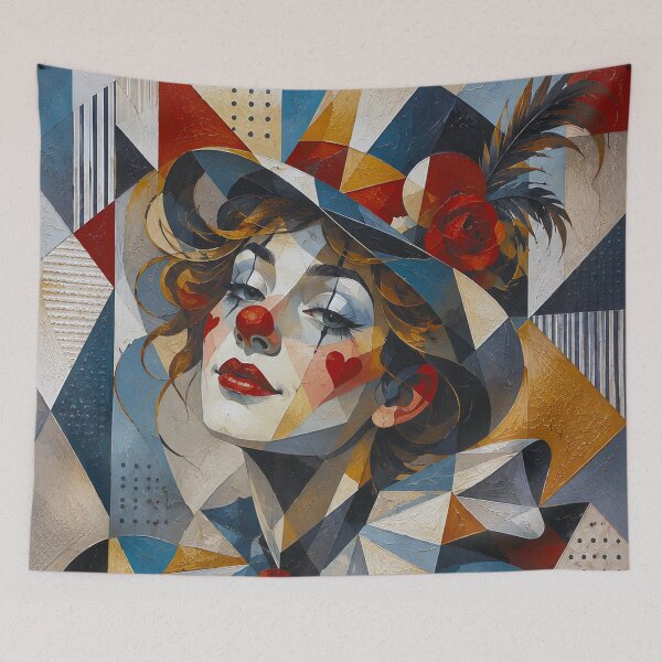 Item preview, Cubist Clown painting. designed and sold by GalleryKauffeld.