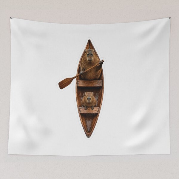 Item preview, Curious Capybara Paddling Wooden Canoe designed and sold by Snurly.