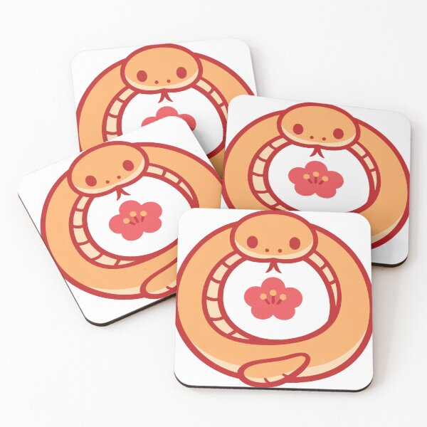 Item preview, Lucky Snake Plum Blossom Japanese Sticker | Minimalist Kawaii Zodiac Snake Vector Design designed and sold by kawaii animal store (in Japan).
