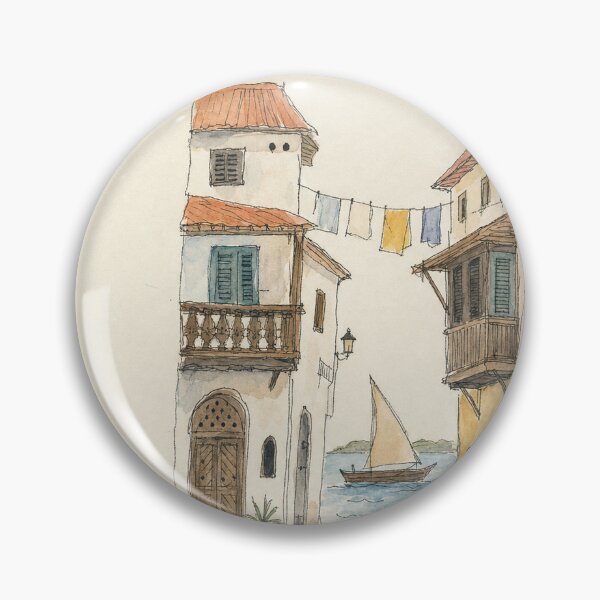 Item preview, Watercolor Sketch of Stone Town - Hand Drawn Tanzania Travel Art designed and sold by VisualArtsOasis.
