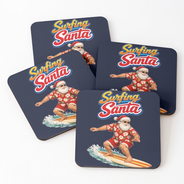 Item preview, Vintage Surfing Santa Tropical Christmas Holiday Graphic designed and sold by DeliaDesignsCo.