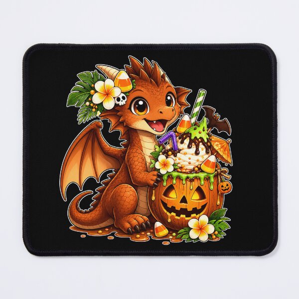 Item preview, Cute Summerween Dragon with Pumpkin Sundae | Spooky Baby Dragon designed and sold by Hatchling Hollow.