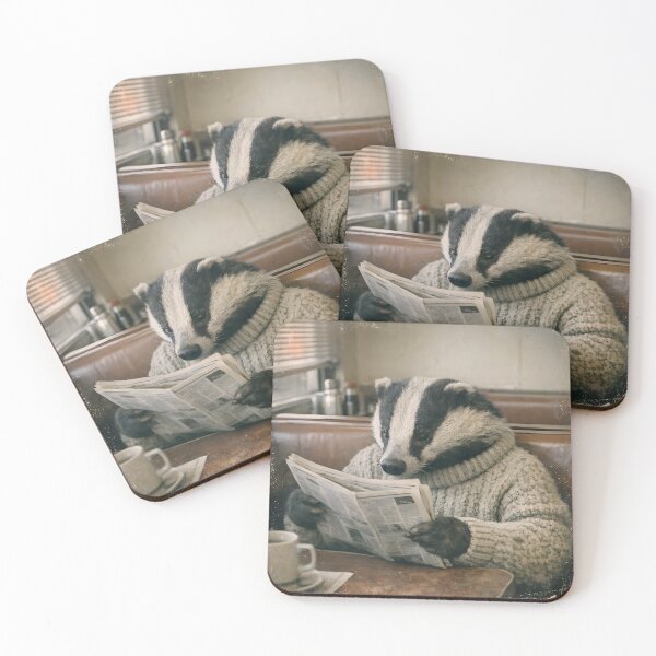 Item preview, Furry Friend Reading a Newspaper Wall Art | Cozy Animal Morning Portrait | Retro Photography Aesthetic Vintage Print designed and sold by PaintedPixels01.