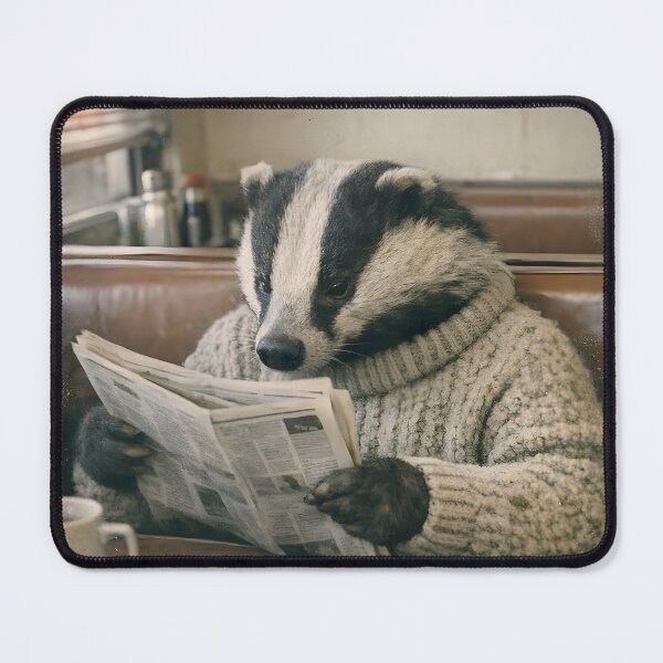 Item preview, Furry Friend Reading a Newspaper Wall Art | Cozy Animal Morning Portrait | Retro Photography Aesthetic Vintage Print designed and sold by PaintedPixels01.
