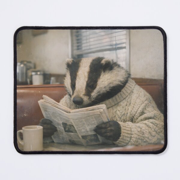 Item preview, Furry Friend Reading a Newspaper Wall Art | Cozy Animal Morning Portrait | Retro Photography Aesthetic Vintage Print designed and sold by PaintedPixels01.