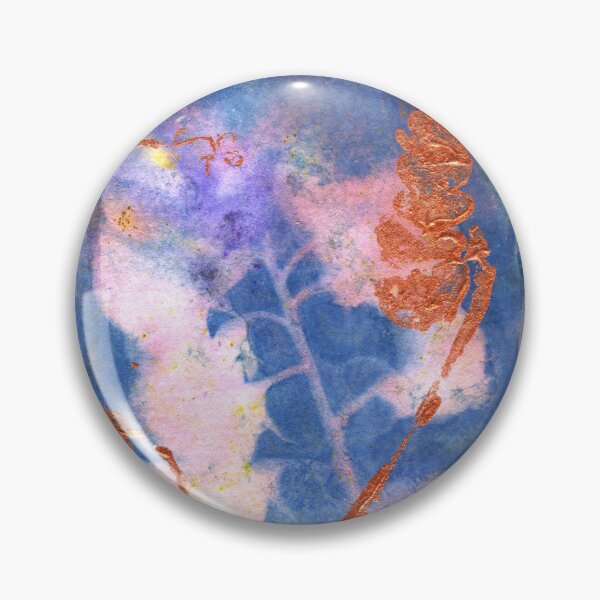 Item preview, Wet Cyanotype of a Lathyrus Latifolius, Perennial Sweet Pea or Broad-Leaved Everlasting Pea with Brusho Crystal Watercolours, Soap Suds Vinegar and Turmeric, and Acrylic Leaf Print designed and sold by LymphomaLass.