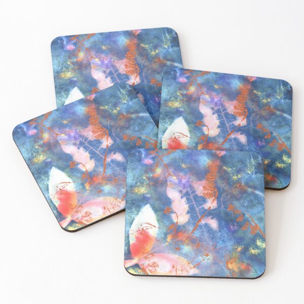 Item preview, Wet Cyanotype of a Lathyrus Latifolius, Perennial Sweet Pea or Broad-Leaved Everlasting Pea with Brusho Crystal Watercolours, Soap Suds Vinegar and Turmeric, and Acrylic Leaf Print designed and sold by LymphomaLass.