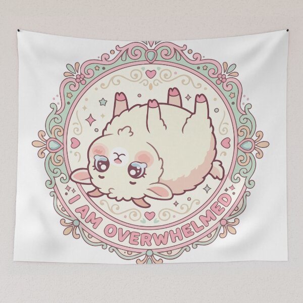 Item preview, I Am Overwhelmed Kawaii Fainting Goat Cute Meme designed and sold by Arc2020.