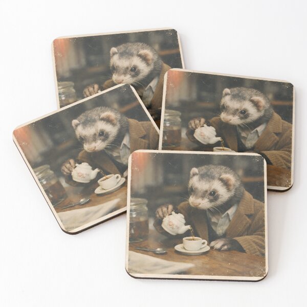 Item preview, Rat Drinking Tea Wall Art | Sophisticated Rat Wearing a Classic Coat | Retro Photography Aesthetic Vintage Portrait Print designed and sold by PaintedPixels01.