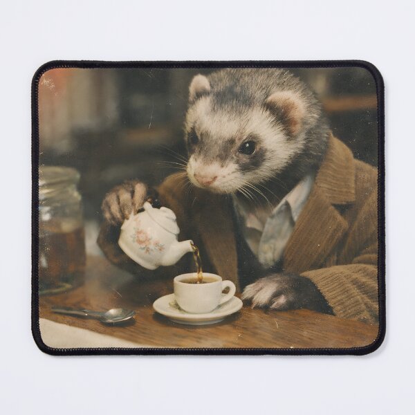 Item preview, Rat Drinking Tea Wall Art | Sophisticated Rat Wearing a Classic Coat | Retro Photography Aesthetic Vintage Portrait Print designed and sold by PaintedPixels01.