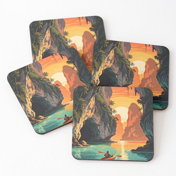 Item preview, Koh Panak Sea Cave Thailand Kayak Adventures – Retro Sunset Series designed and sold by Spirit of Siam.