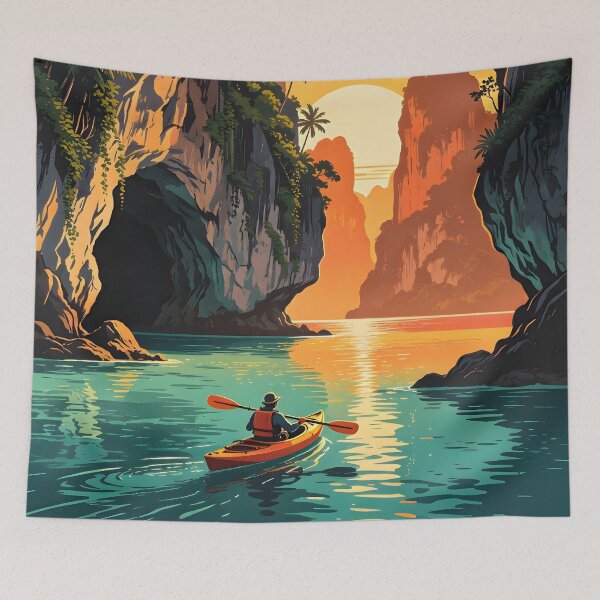 Item preview, Koh Panak Sea Cave Thailand Kayak Adventures – Retro Sunset Series designed and sold by Spirit of Siam.