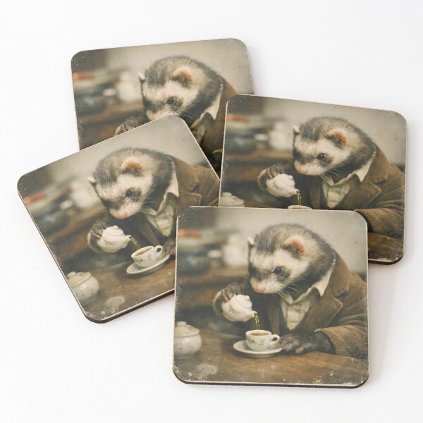 Item preview, Rat Drinking Tea Wall Art | Sophisticated Rat Wearing a Classic Coat | Retro Photography Aesthetic Vintage Portrait Print designed and sold by PaintedPixels01.
