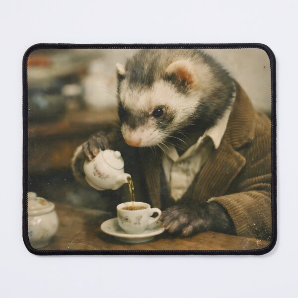 Item preview, Rat Drinking Tea Wall Art | Sophisticated Rat Wearing a Classic Coat | Retro Photography Aesthetic Vintage Portrait Print designed and sold by PaintedPixels01.