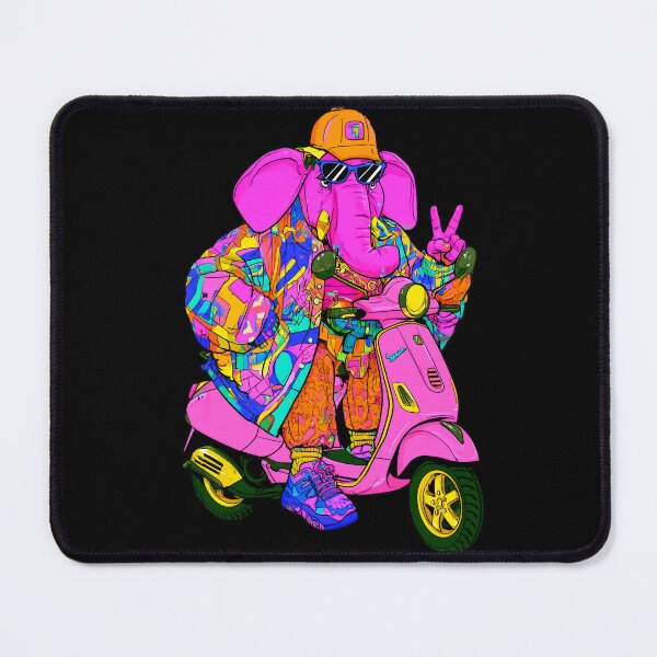 Item preview, Cool Streetwear Elephant Riding Pink Classic Scooter Vibrant Neon Pop Art designed and sold by PANNARUK THAILAND.