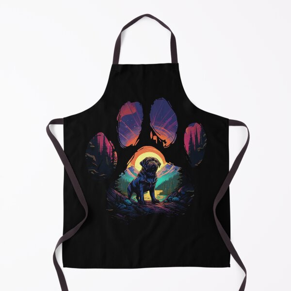 Item preview, Funny Black Pug Paw Synthwave Mountain Tree Mom Dad Kids designed and sold by rafaeltto.