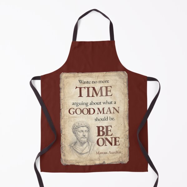 Item preview, Waste No More Time Arguing What a Good Man Should Be. Be One - Marcus Aurelius - Vintage Distressed Stoic Quote - Roman Red Version designed and sold by Stoic Core.