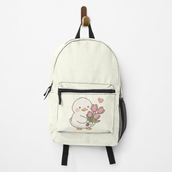 Item preview, Cute Baby Duck Holding Tulip Bouquet Aesthetic designed and sold by Rehnair.