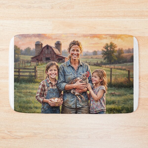 Item preview, Woman Chicken Farmer Portrait With Her Daughters designed and sold by Home Decor Art.