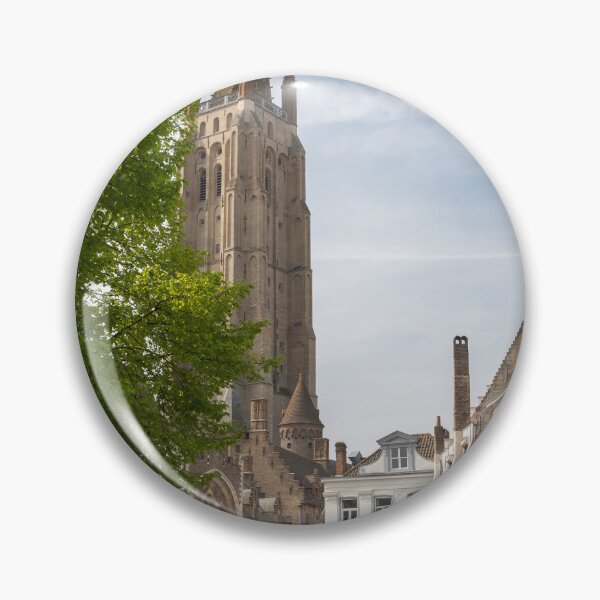 Item preview, Bruges, Belgium - Canal View along Dijver with Onze-Lieve-Vrouwekerk designed and sold by jrtwynam.