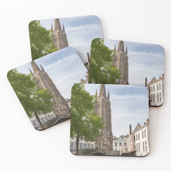 Item preview, Bruges, Belgium - Canal View along Dijver with Onze-Lieve-Vrouwekerk designed and sold by jrtwynam.