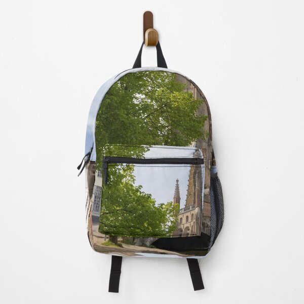 Item preview, Bruges, Belgium - Canal View along Dijver with Onze-Lieve-Vrouwekerk designed and sold by jrtwynam.