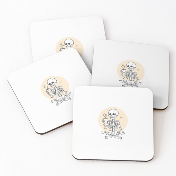 Item preview, Cute Skeleton Drinking Coffee Cozy Morning Illustration designed and sold by ByKayaPrints.