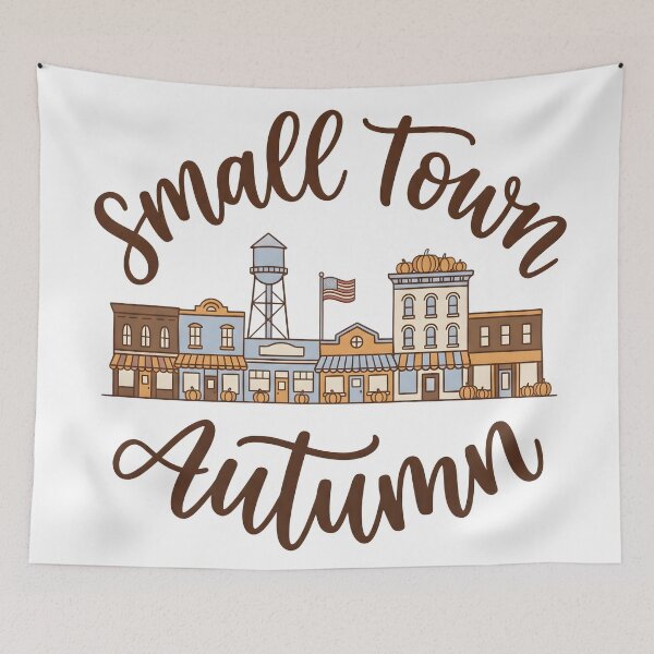 Item preview, Small Town Autumn Cute Fall Main Street Pumpkin Season T-Shirt designed and sold by StickerNestYou.
