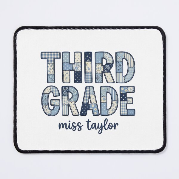 Item preview, Third Grade Blue Patchwork Teacher Back To School designed and sold by raedattia.