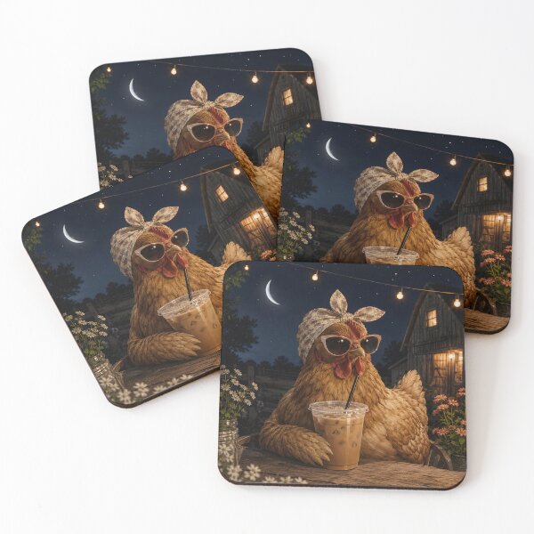 Item preview, Iced Coffee Hen, Gifts For Coffee Lovers designed and sold by Lina Caro.