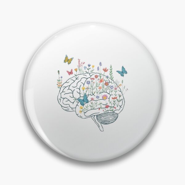 Item preview, Floral Brain Mental Health Awareness Line Art Butterfly Illustration designed and sold by ByKayaPrints.