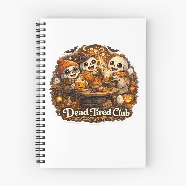 Item preview, Dead Tired Club Cute Skeleton Coffee Sticker | Cozy Autumn Halloween Art designed and sold by RDcollections.