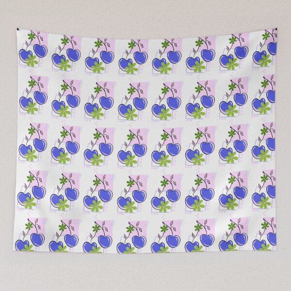 Item preview, Cute Vintage Purple Cherries with Green Flowers – Aesthetic Coquette Pattern designed and sold by Fiorart Studio .