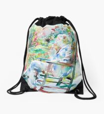 MARK TWAIN sitting and smoking a CIGAR - watercolor portrait Drawstring Bag