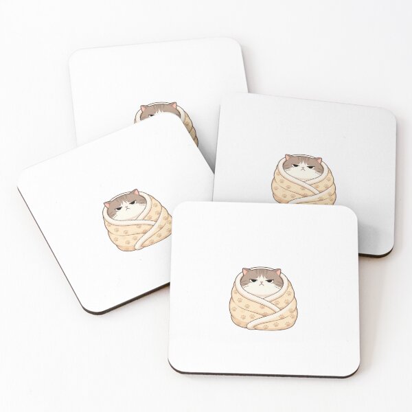 Item preview, Grumpy Cat Wrapped in Blanket Cozy Cute Kawaii Illustration designed and sold by ByKayaPrints.