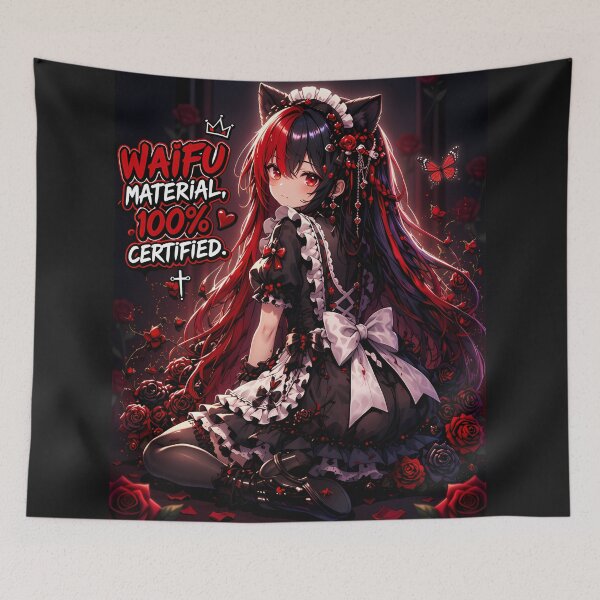 Item preview, Waifu Material 100% Certified – Gothic Anime Catgirl designed and sold by Revyra Design .