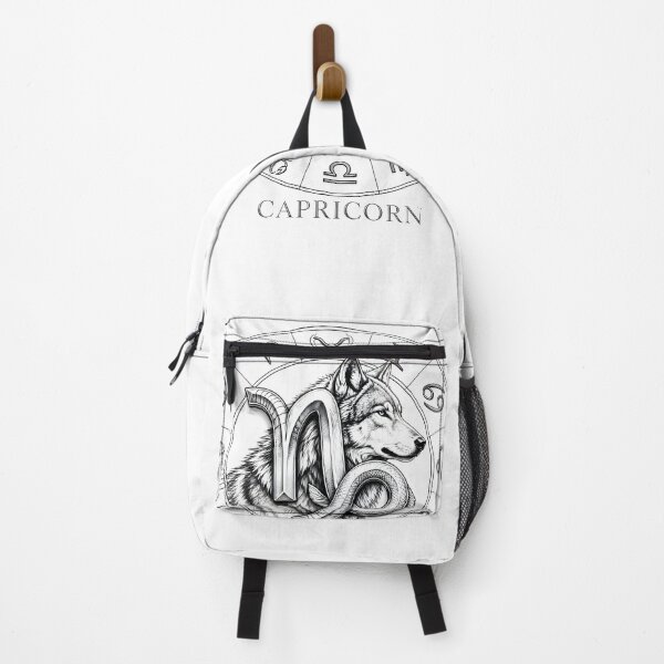 Item preview, Capricorn Wolf Zodiac Wheel Line Art designed and sold by Zodiac Celestial Art.