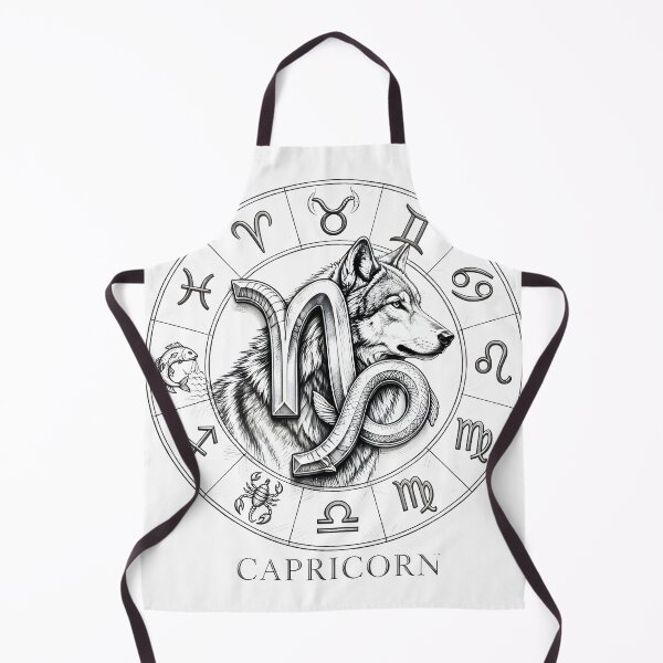 Item preview, Capricorn Wolf Zodiac Wheel Line Art designed and sold by Zodiac Celestial Art.
